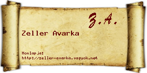 Zeller Avarka névjegykártya